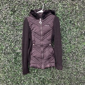 Bebe Black Puffer Jacket with Quilted Design